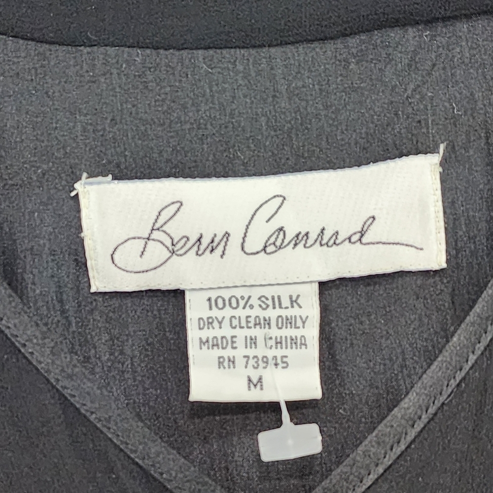 Bern Conrad Vintage Women's 100% Silk Three Buttoned Dress Black - M - Picture 3 of 8